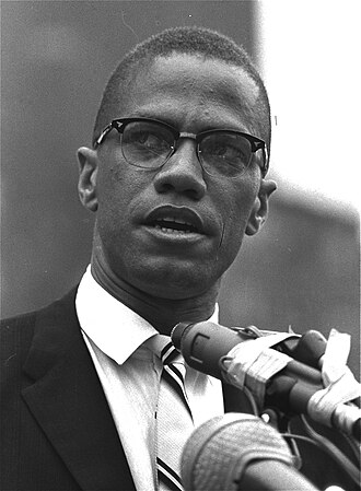 Portrait or historical depiction of Malcolm X
