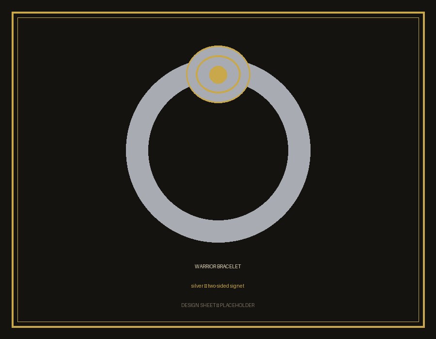 Warrior bracelet — silver, two-sided signet, design sheet